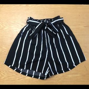 Black and white striped summer shorts